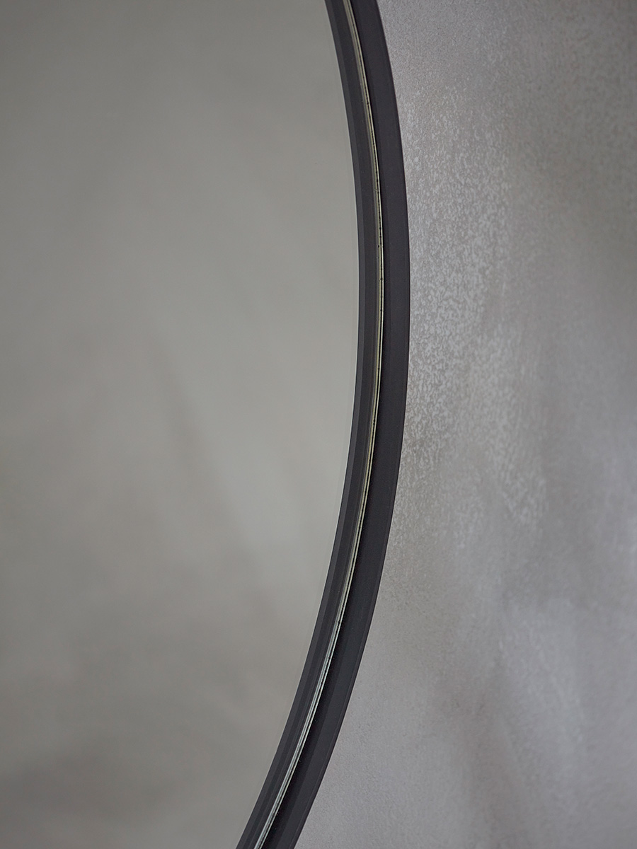 Product photograph of Black Slim Frame Round Mirror - Medium from Cox and Cox.