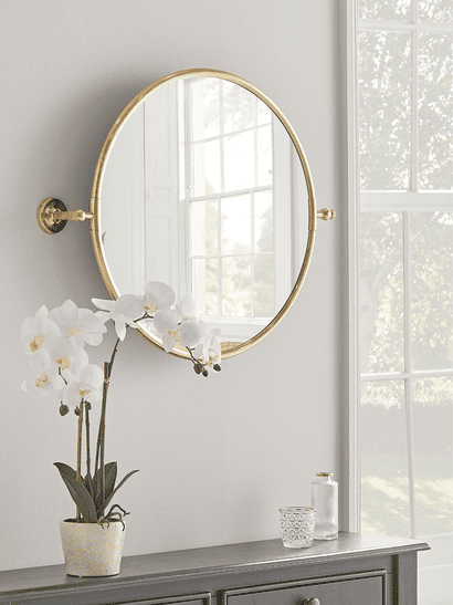 French Round Wall Mirror - Brass