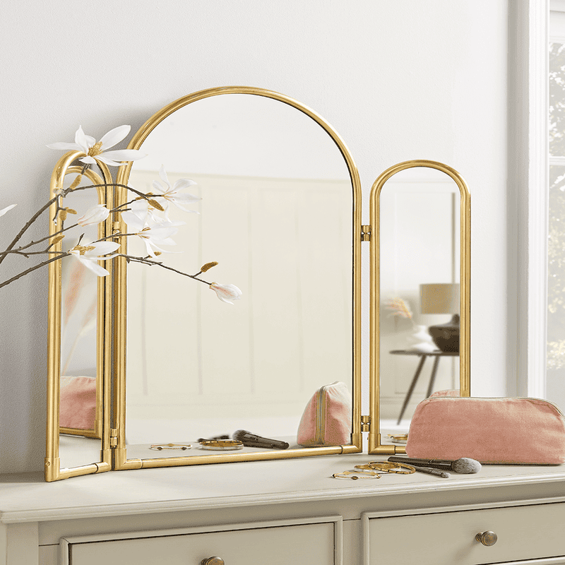 Brass Rounded Dressing Table Mirror