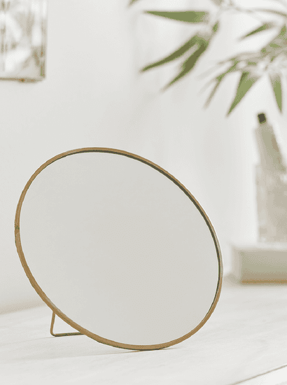 Antique Brass Table Mirror