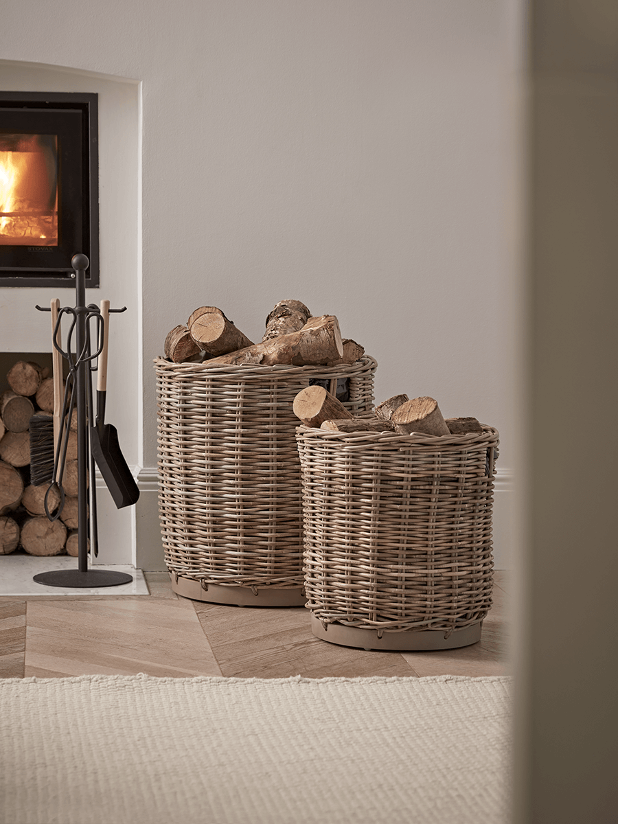 Two Round Rattan Planters