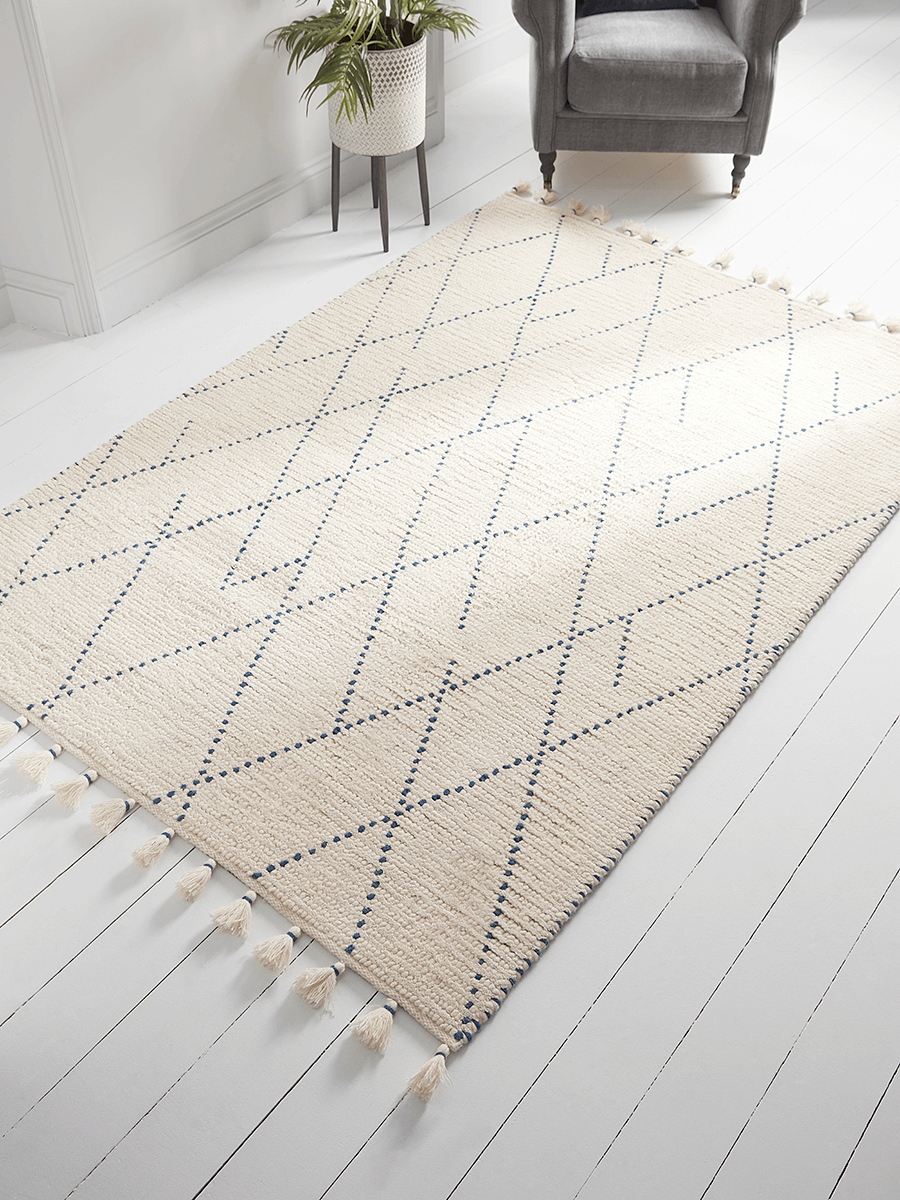 Product photograph of Adriana Rug - Cream And Blue from Cox and Cox