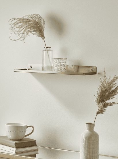 Slimline Metal Shelf - Brass