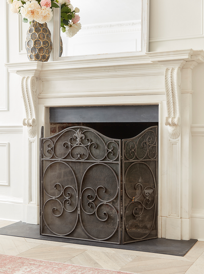 Grey Metal Fire Screen