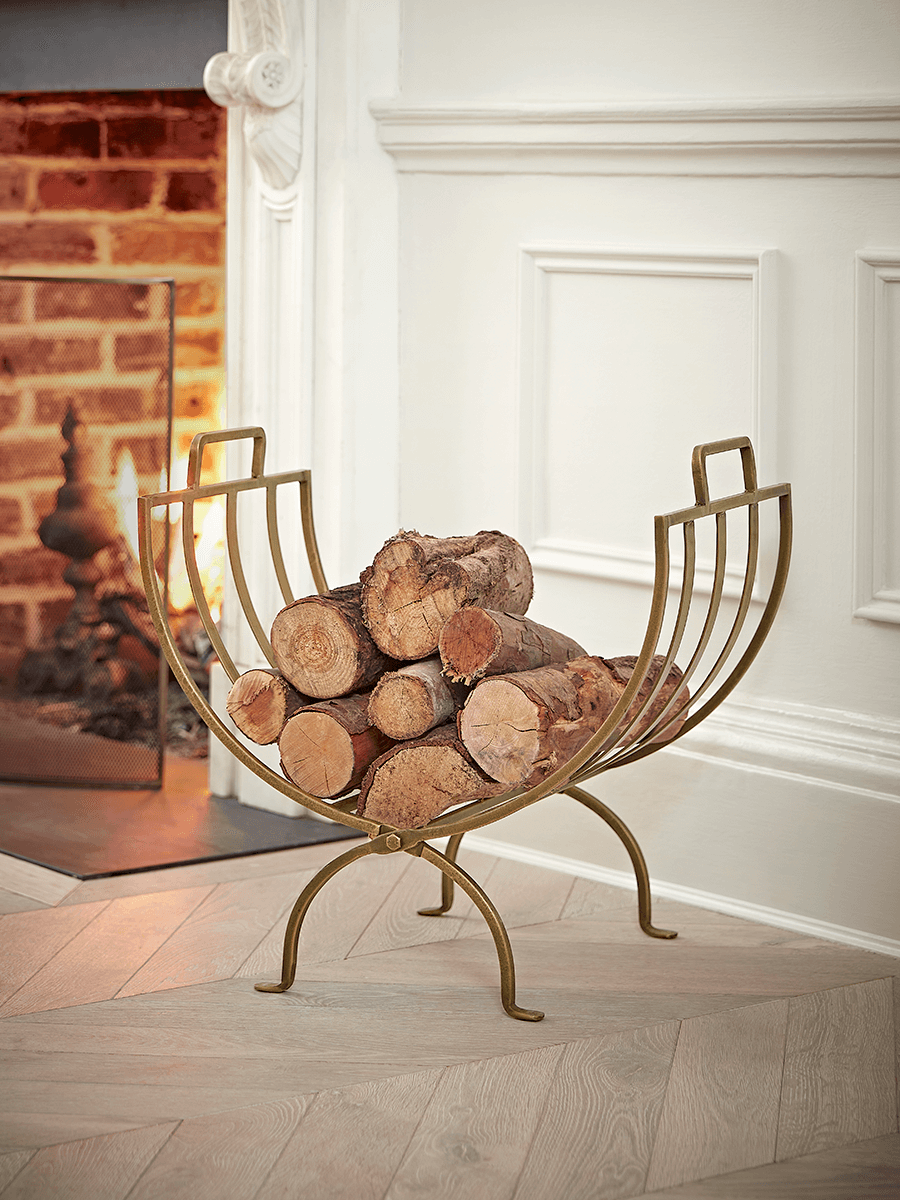 Linear Log Holder - Brass