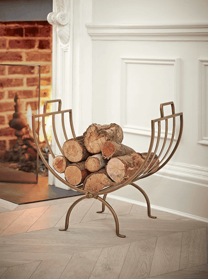Linear Log Holder - Brass