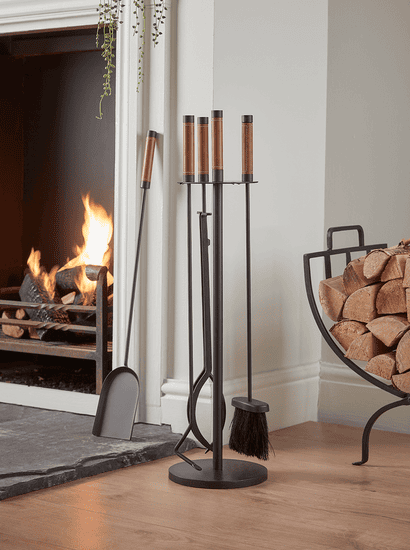 Faux Leather Fireside Set