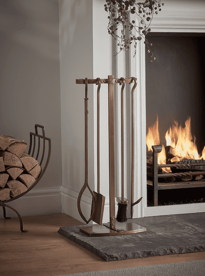 Tall Brass Fireside Set