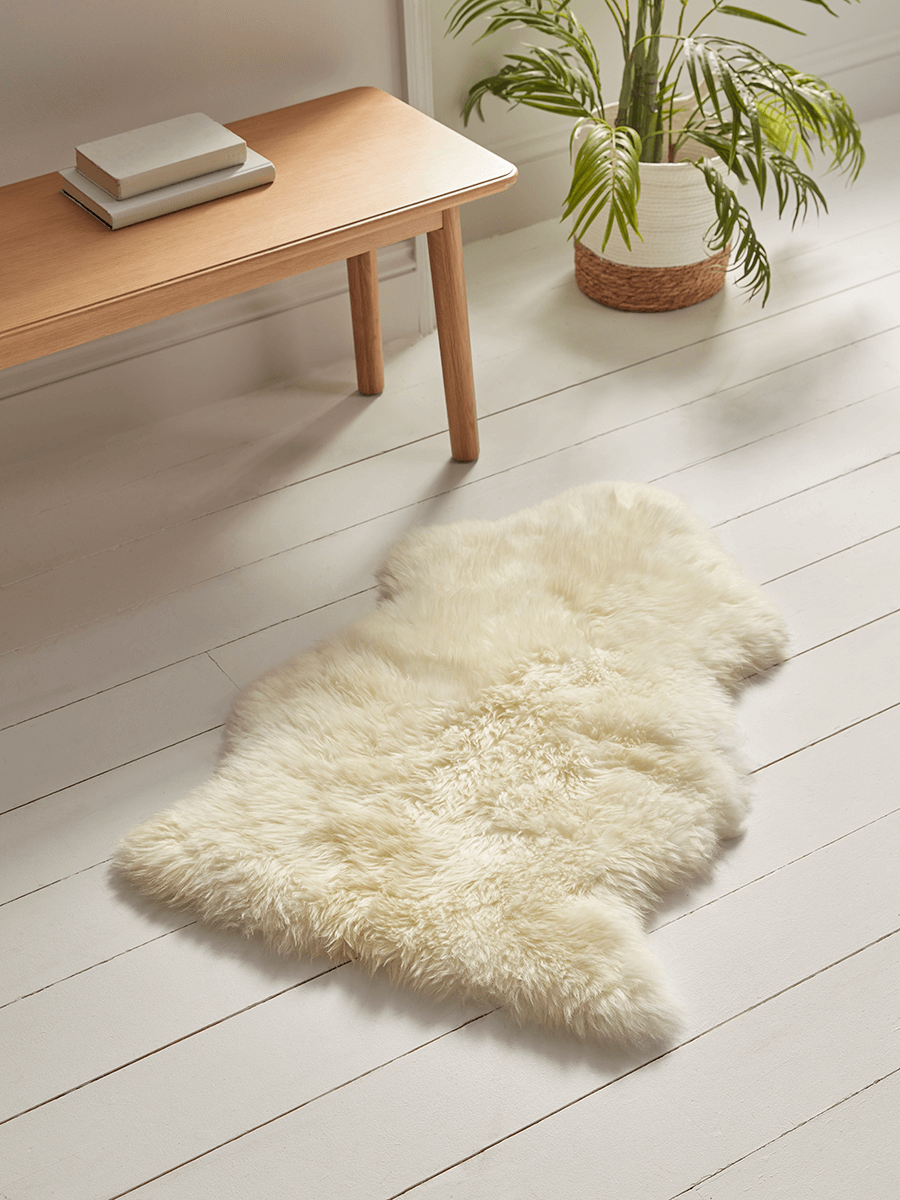Sumptuous Sheepskin Single Rug - Ivory at Cox and Cox