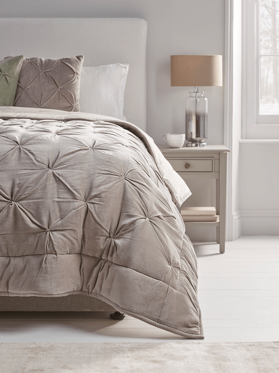 Photo of Velvet pin-tucked quilt - grey