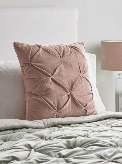 Velvet Pin-Tucked Cushion - Blush