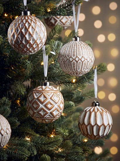 Twelve Soft Gold & White Baubles