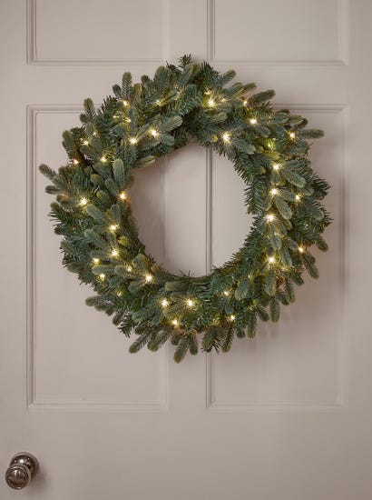 Young Pine Pre-Lit Wreath