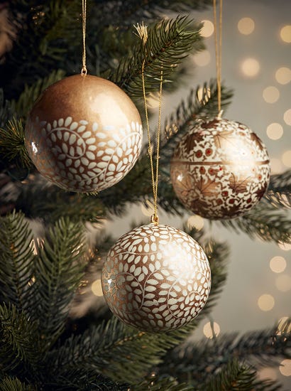 Three Handpainted Paper Baubles