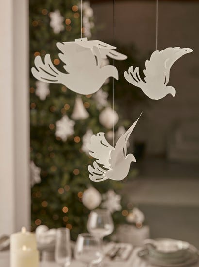 Three Hanging Paper Doves