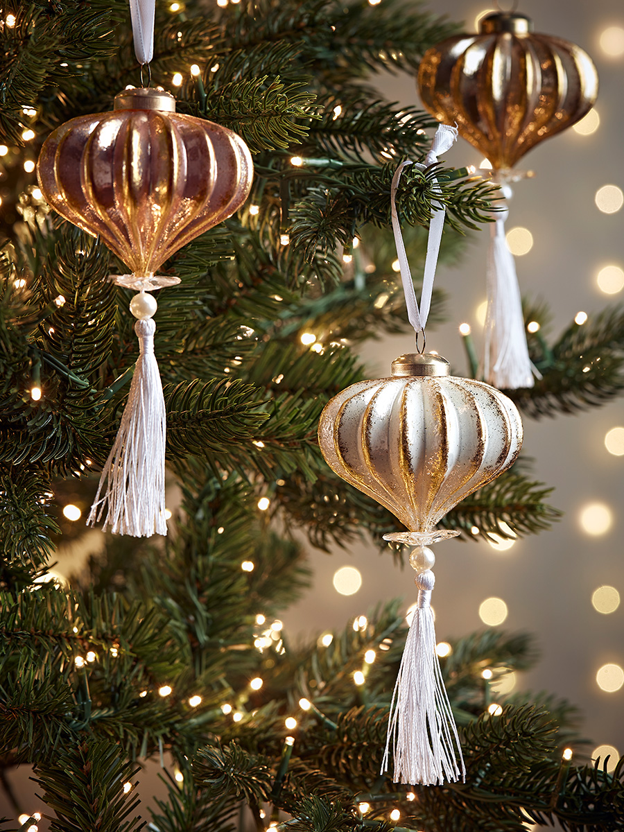 Photo of Six blush lantern glass baubles