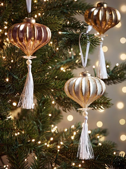 Six Blush Lantern Glass Baubles