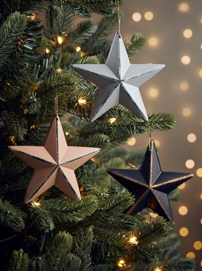 Three Wooden Hanging Stars - Scandi Mix