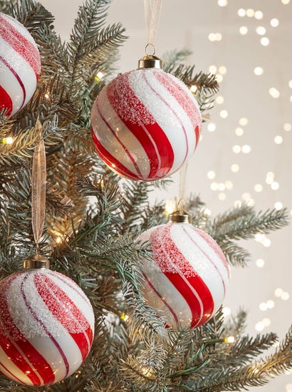 Four Large Frosted Swirl Glass Baubles