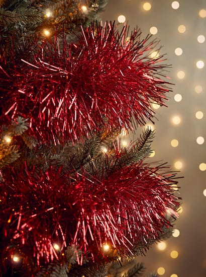 Sumptuous Tinsel Garland - Festive Red