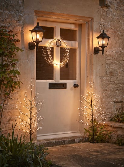 Naked Wire Front Door Light Up Tree Set