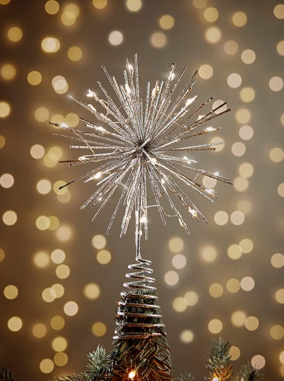 Silver Firework Light Up Tree Topper
