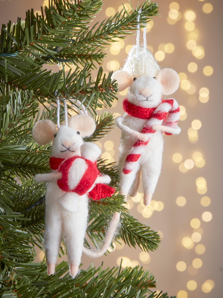 Product photograph of Felt Sweetie Mice from Cox and Cox