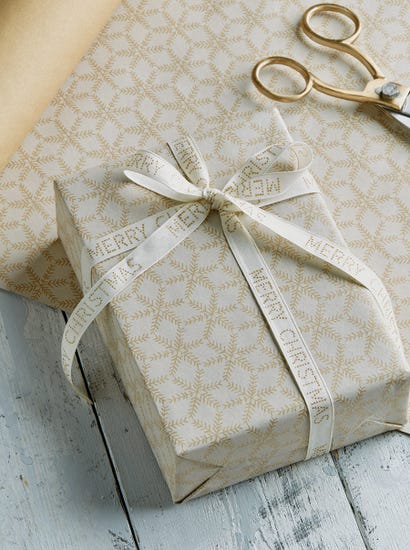 Neutral Snowflakes Recycled Wrapping Paper - 10m