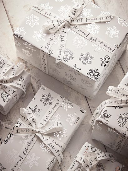 Festive Snowflakes Luxury Wrapping Paper - 10m
