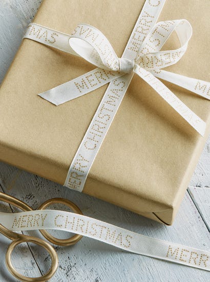Merry Christmas Golden Dots Ribbon