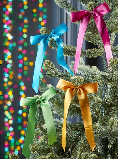 Twelve Satin Tree Bows - Bright Mix