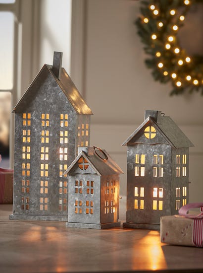 Zinc Tealight House Lantern