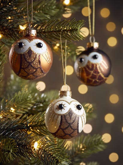 Twenty Four Miniature Owl Glass Baubles