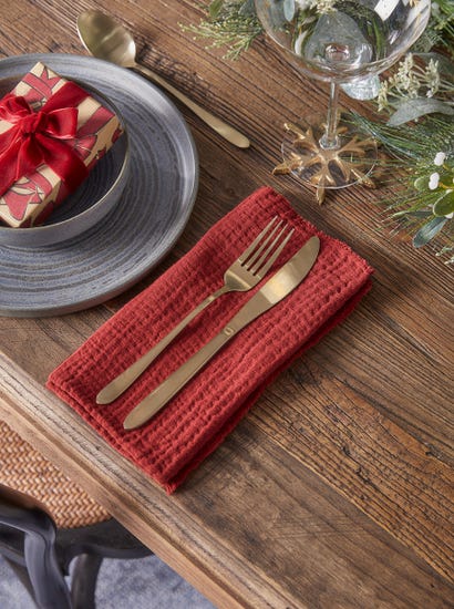 Four Waffle Napkins - Deep Red