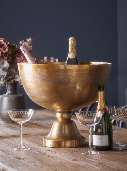 Footed Antique Brass Wine Cooler