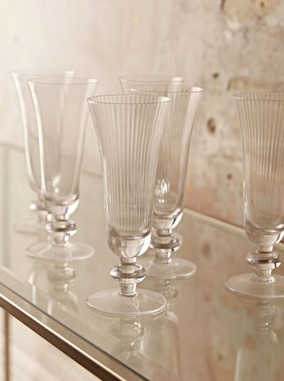 Six Vintage Style Champagne Flutes