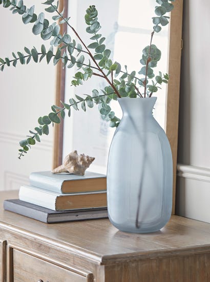Frosted Blue Glass Vase