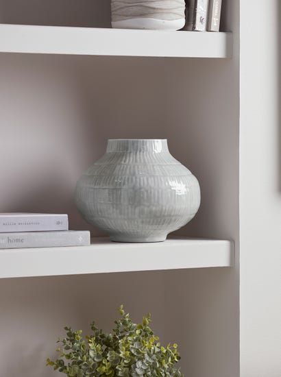 Etched Metal Vase - Grey