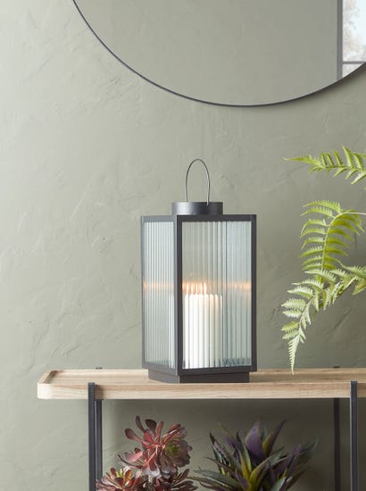 Reeded Glass Lantern - Large