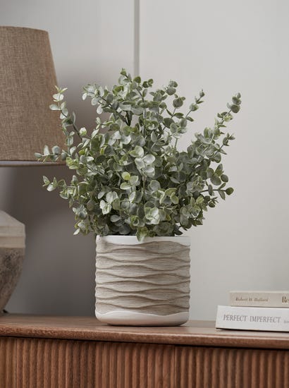 Faux Ceramic Potted Eucalyptus