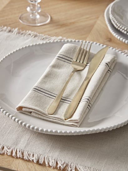 Four Black Striped Napkins