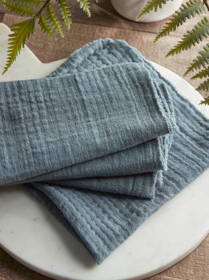 Four Waffle Napkins - French Blue