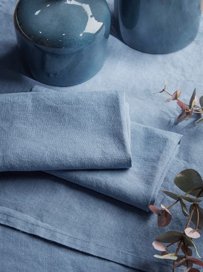 Four Linen & Cotton Napkins - French Blue
