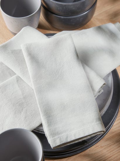 Four Linen & Cotton Napkins - Light Grey