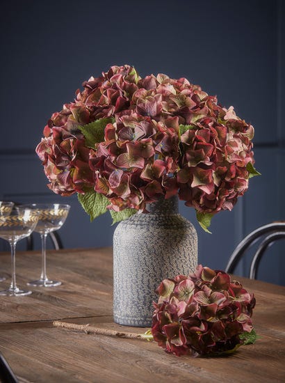 Three Burgundy Hydrangea Stems