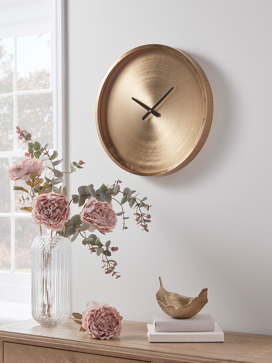 Product photograph of Brushed Brass Wall Clock from Cox and Cox