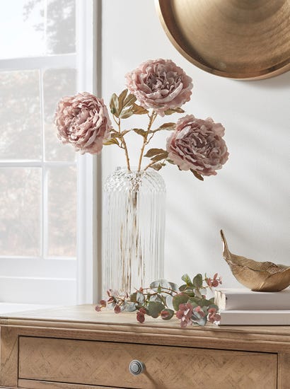 Three Faux Peony Stems - Blush