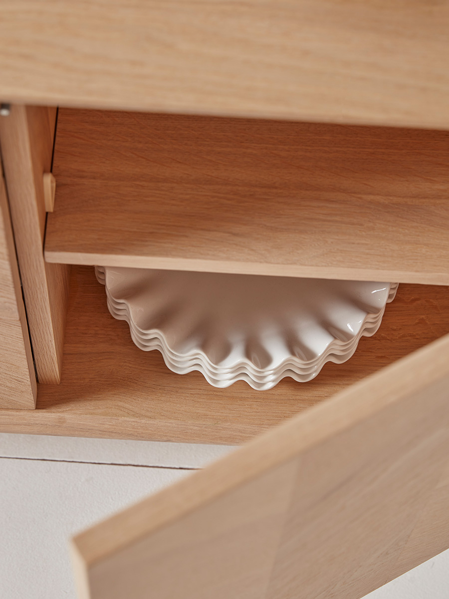 Product photograph of Chevron Oak Sideboard from Cox and Cox.