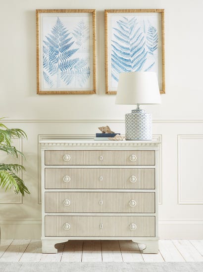 Whitewashed Ribbed Chest of Drawers