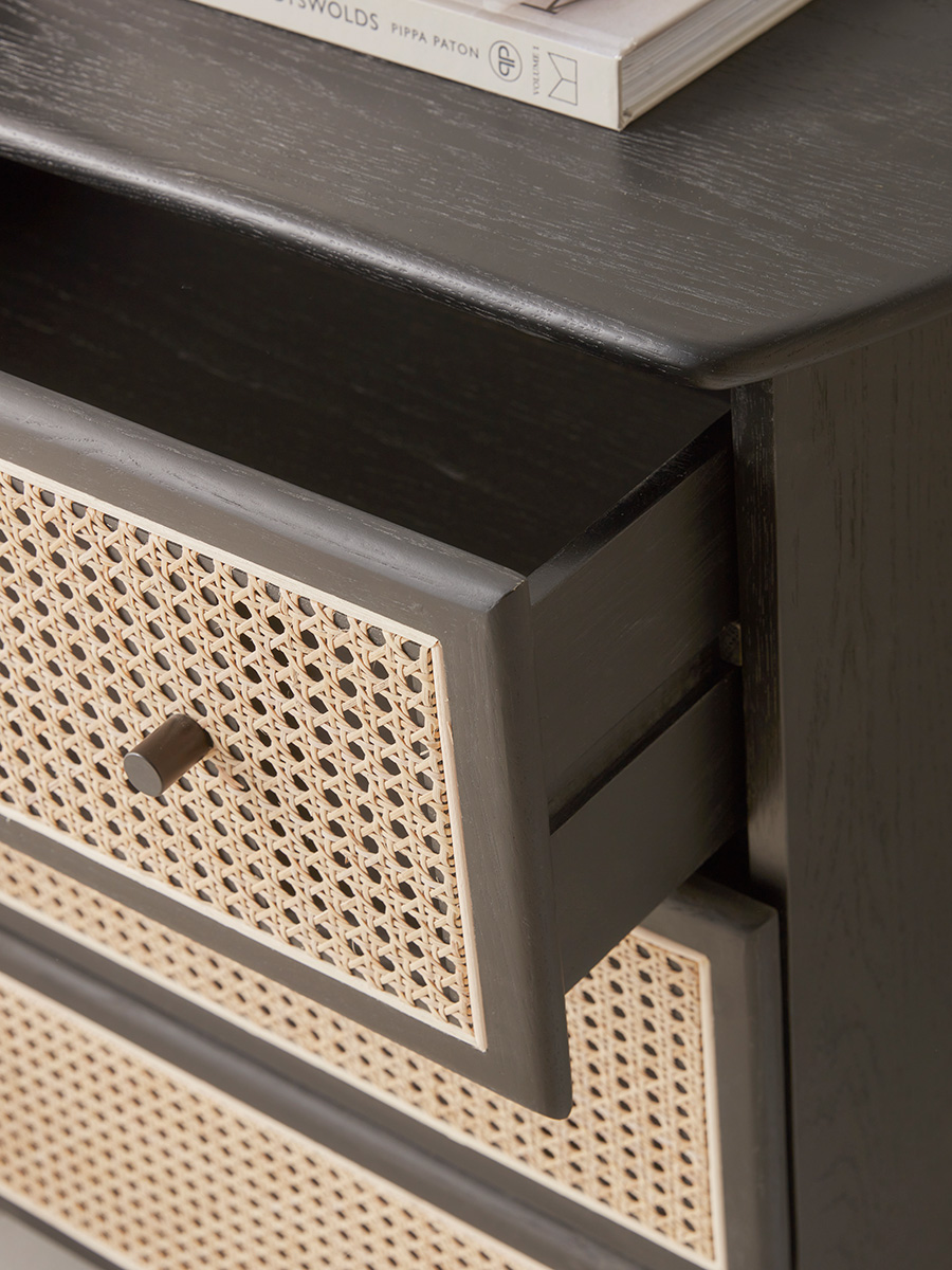 Product photograph of Cane Webbing Chest Of Drawers from Cox and Cox.